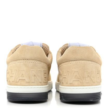 Chanel Suede Calfskin Logo Sneakers 39.5 Beige 4 of 10