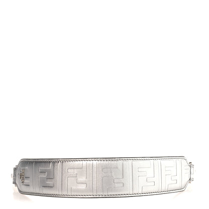 Fendi Vitello Catalan Mirror FF 1974 Embossed Mini Strap You Argento 1 of 6