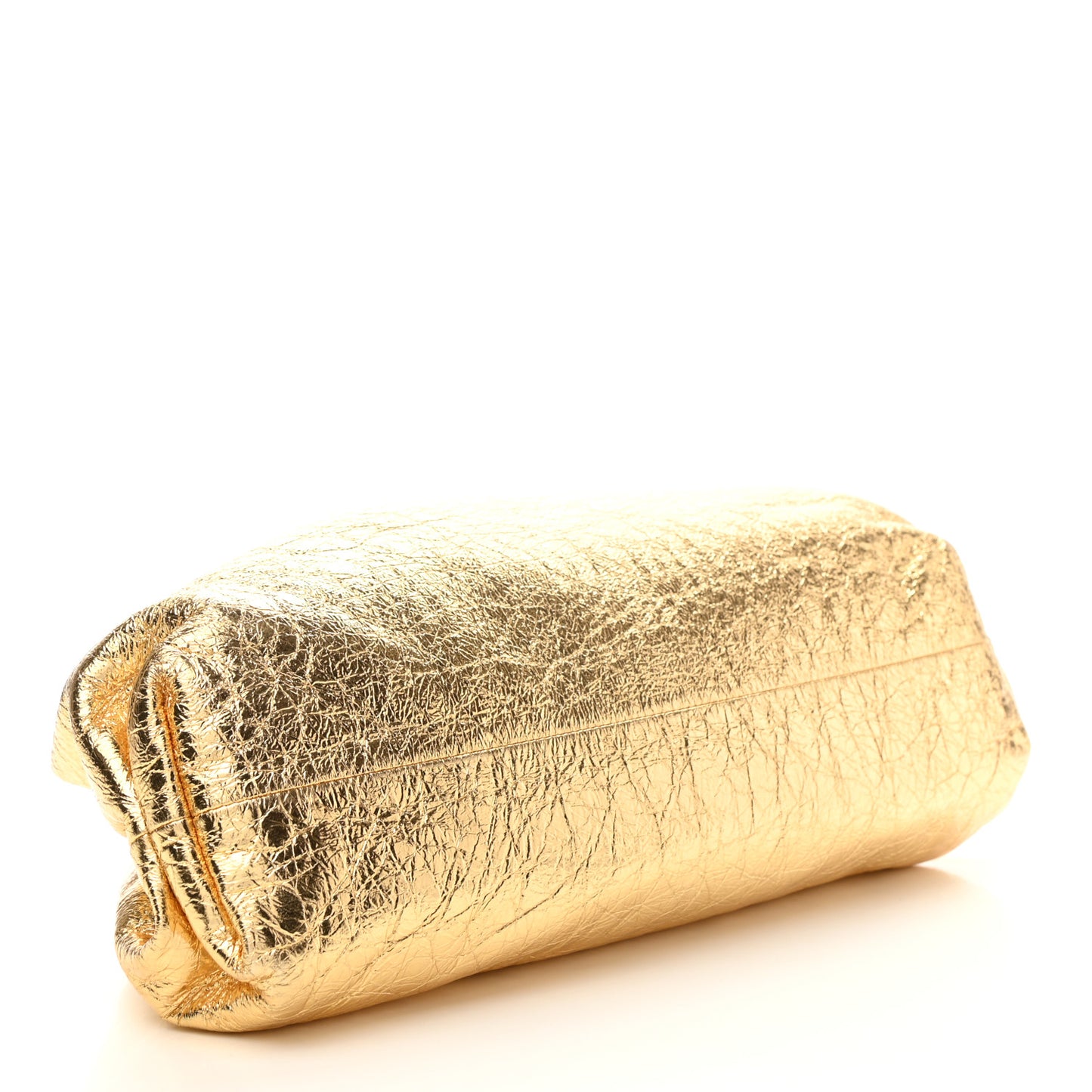 Metallic Crinkled Lambskin The Pouch Oversized Clutch Oro