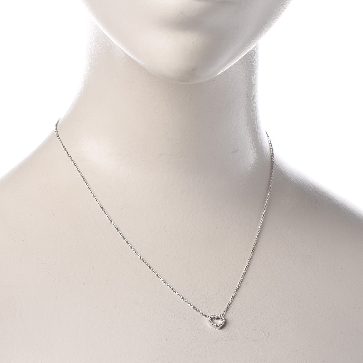 Tiffany 18K White Gold Diamond Metro Heart Pendant Necklace 2 of 7