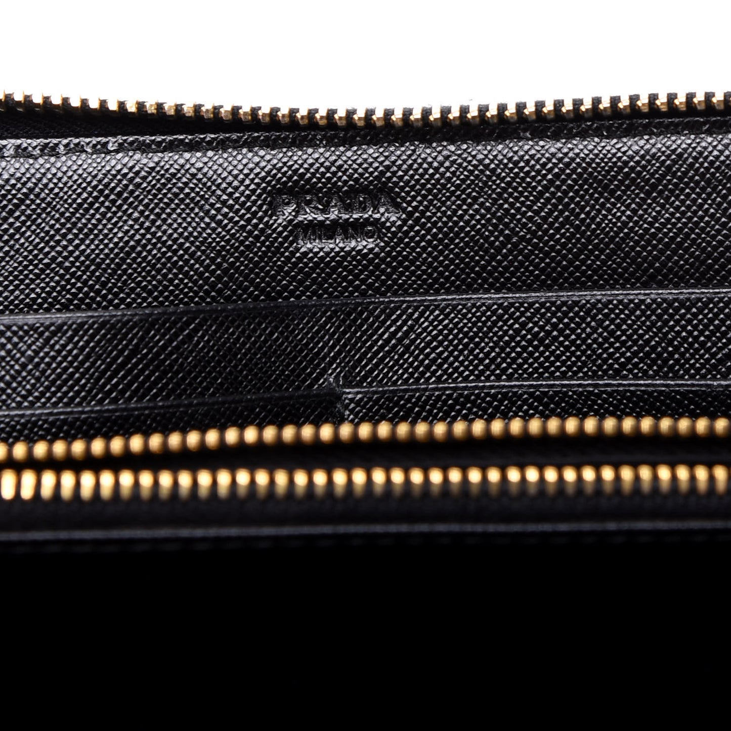 Saffiano Metal Zip Around Wallet Black