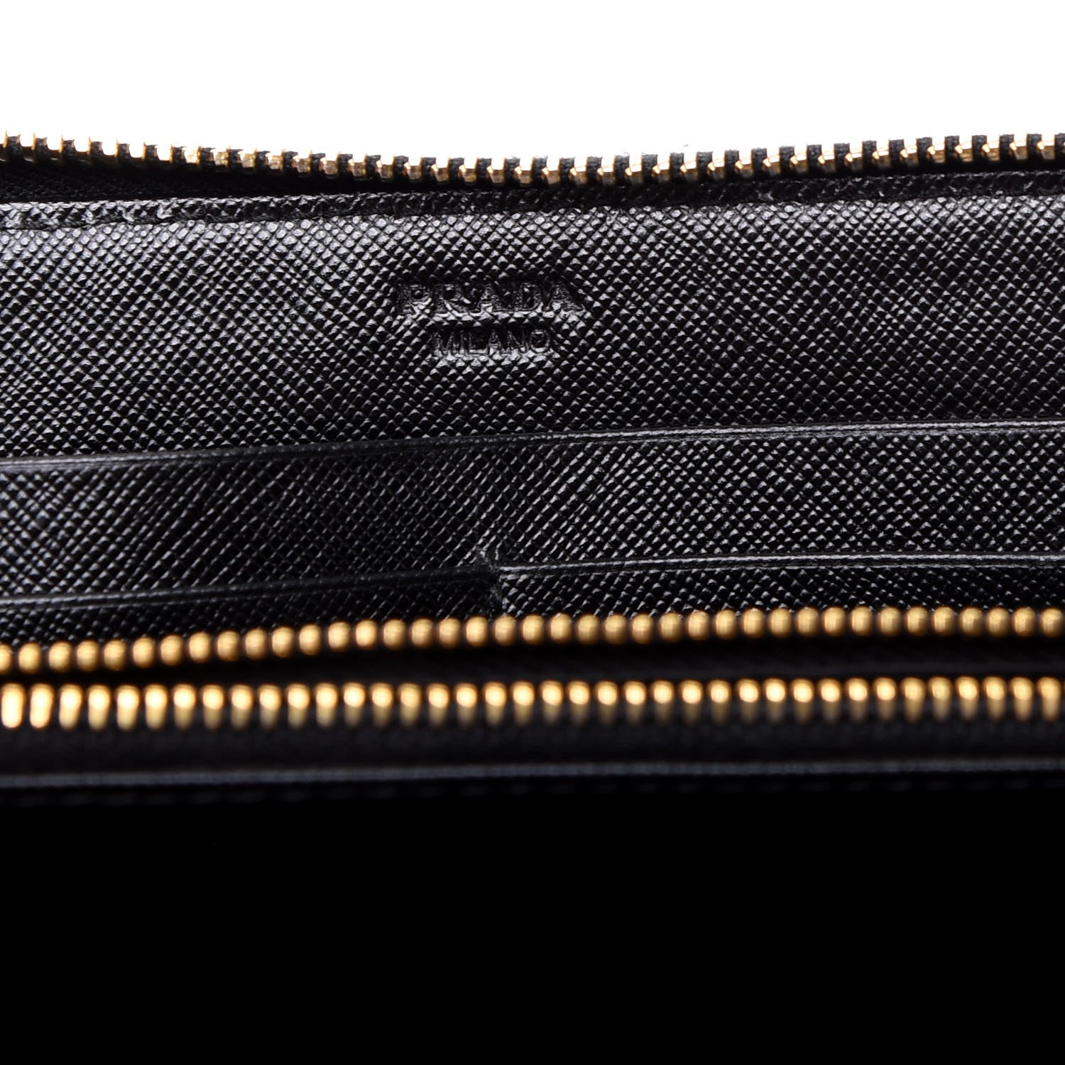 Prada Saffiano Metal Zip Around Wallet Black 8 of 9