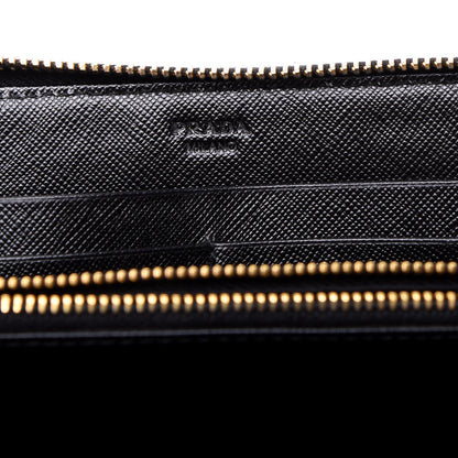 Prada Saffiano Metal Zip Around Wallet Black 8 of 9