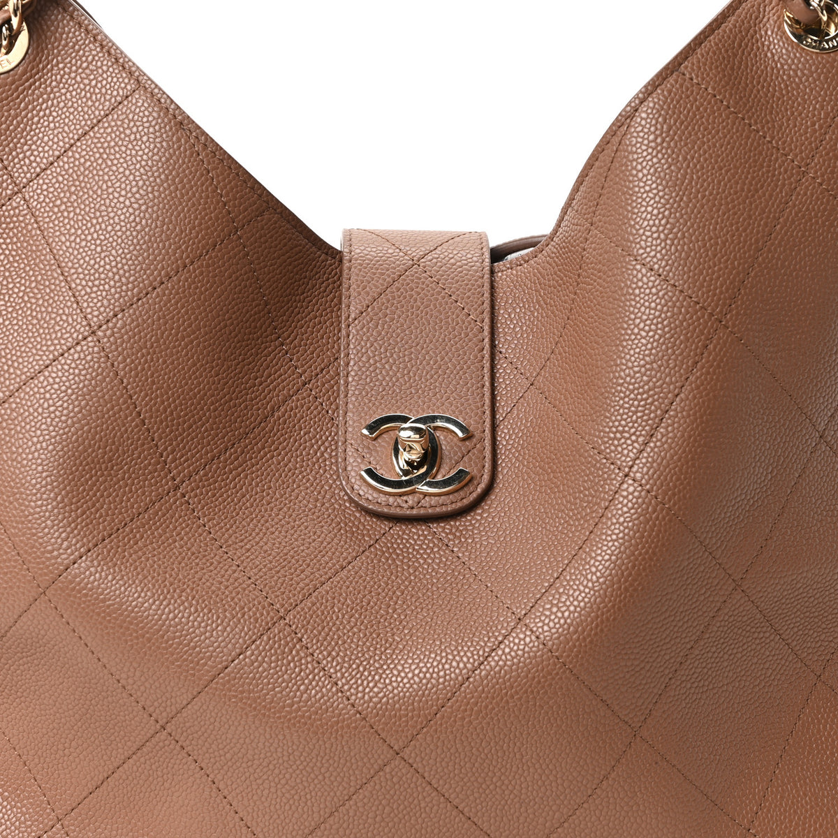 Grained Calfskin Maxi Shopping Bag Brown