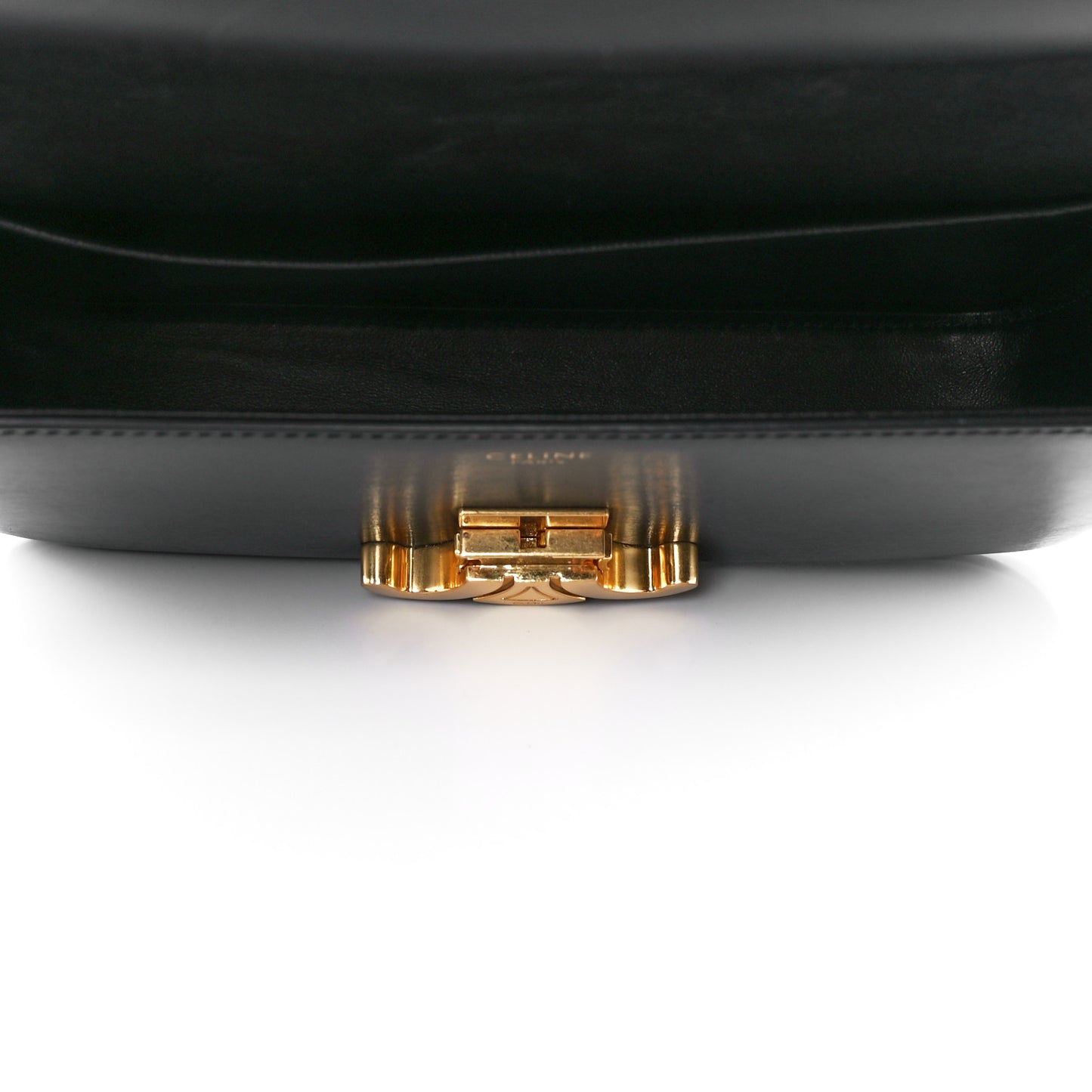 Shiny Calfskin Triomphe Shoulder Bag Black