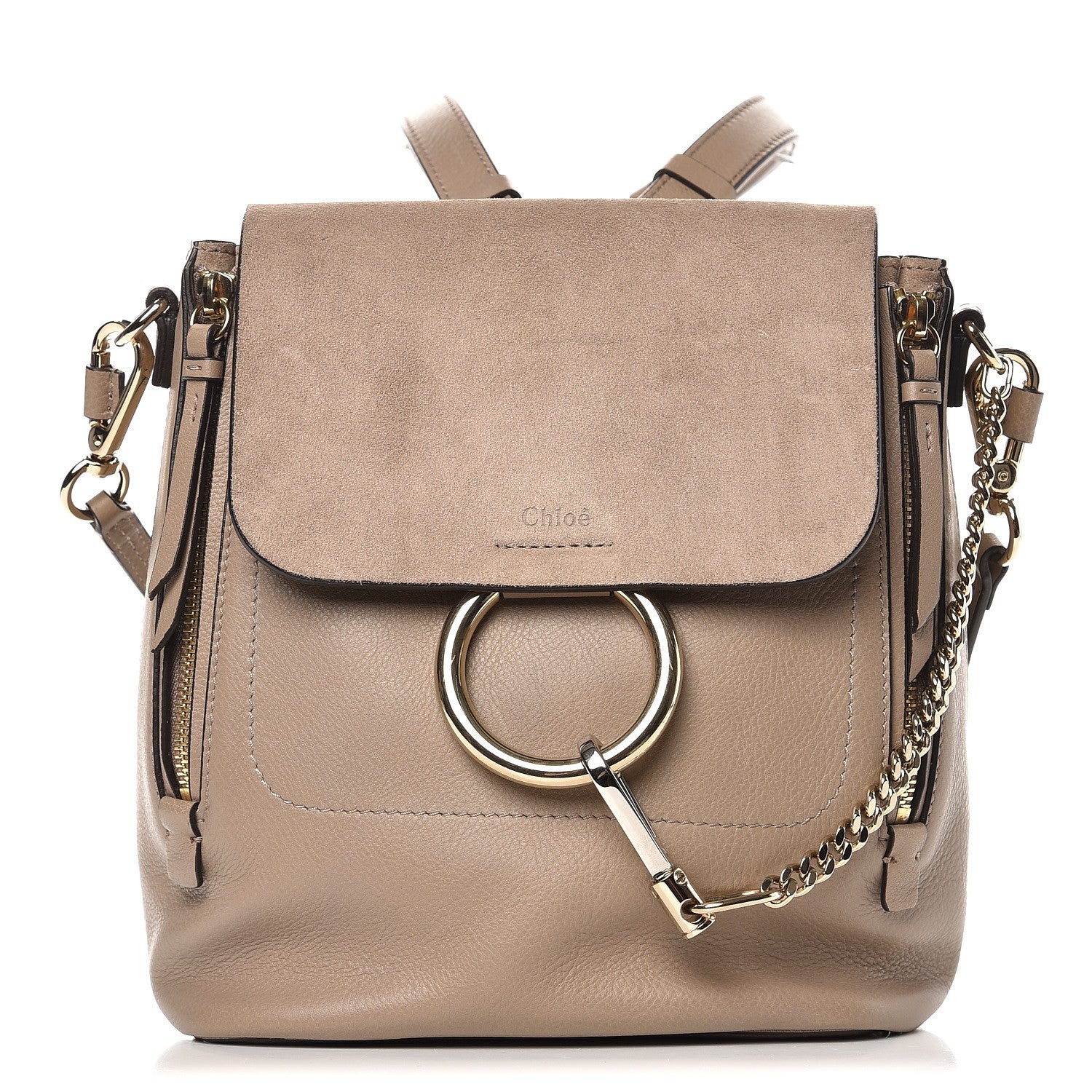 Chloe Suede Calfskin Small Faye Backpack Motty Grey 1 of 9