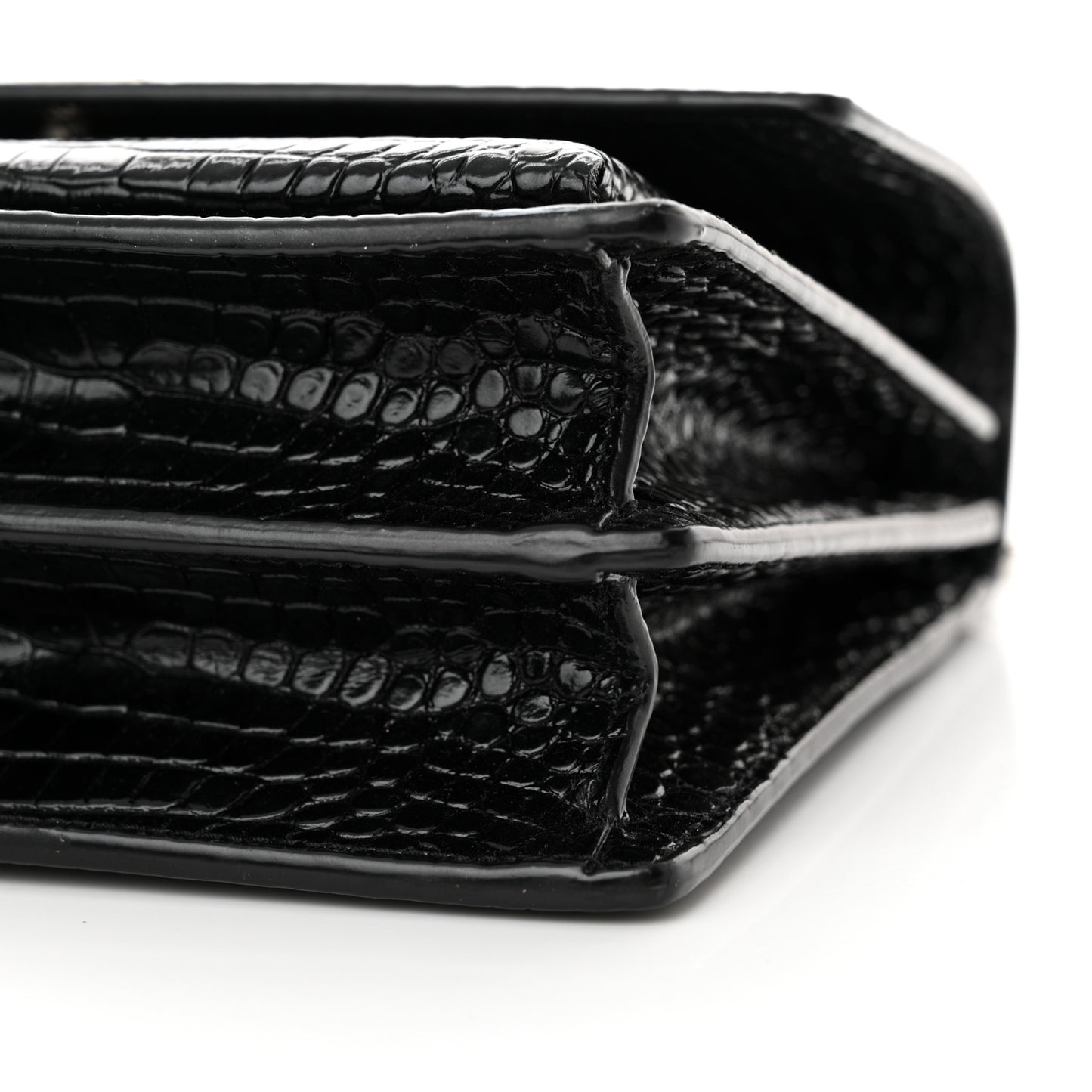 Calfskin Crocodile Embossed Medium Monogram Sunset Black