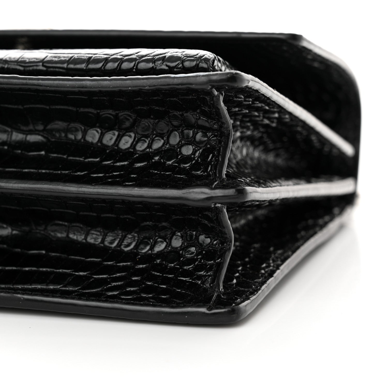 Saint Laurent Calfskin Crocodile Embossed Medium Monogram Sunset Black 10 of 12