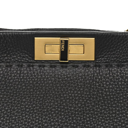 Fendi Cuoio Romano Selleria Large Peekaboo Iconic Satchel Black Moro 14 of 16