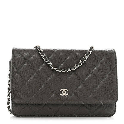 Chanel Caviar Quilted Wallet On Chain WOC Dark Grey 1 of 13