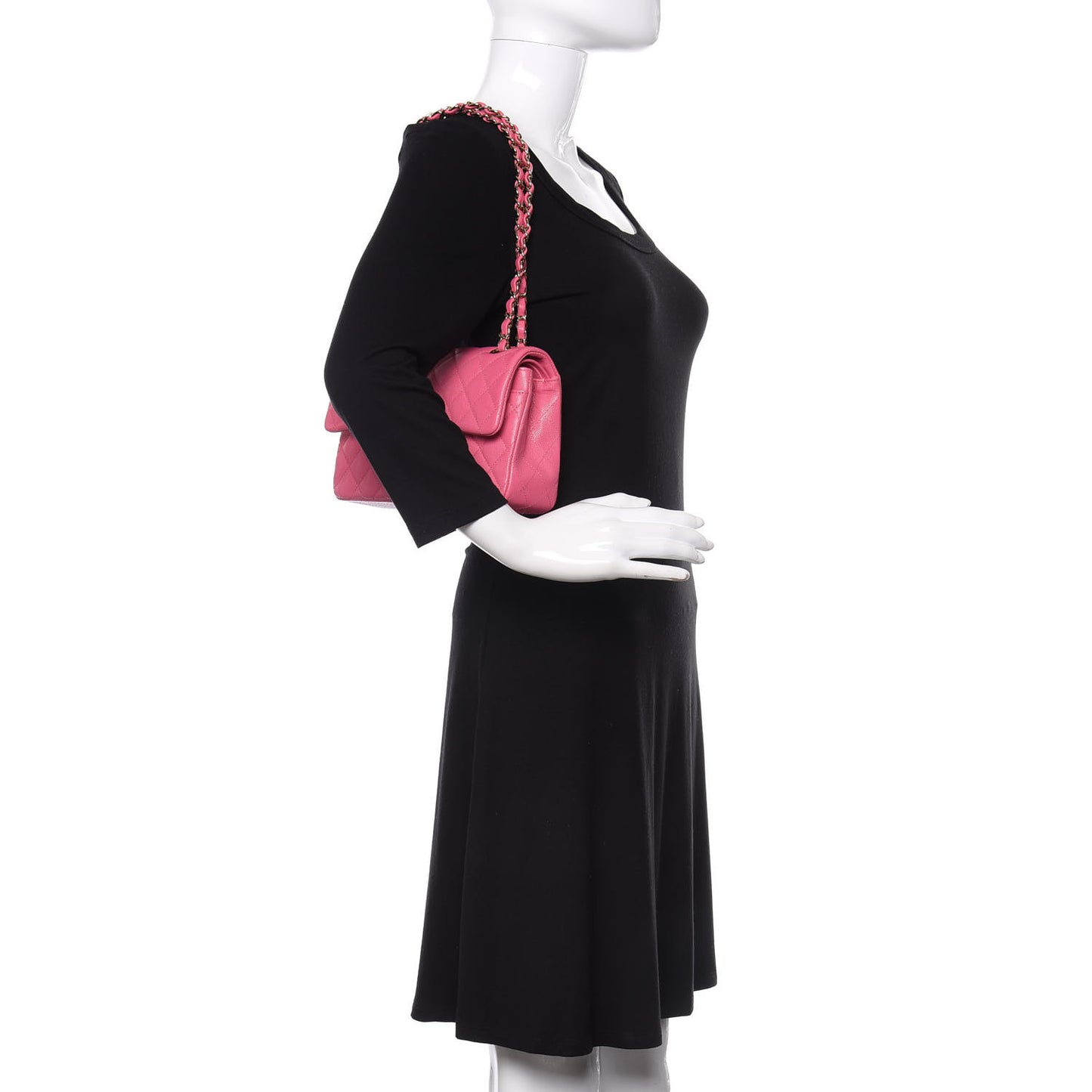 Caviar Quilted Small Double Flap Pink