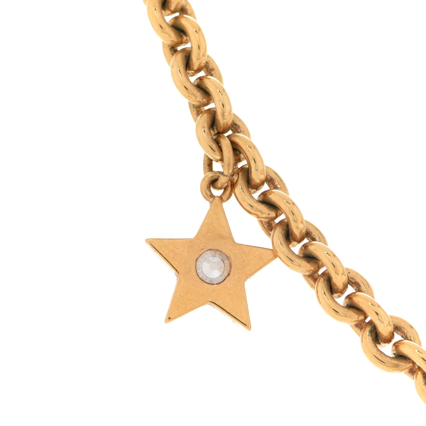 Metal Crystal CD Star Heart Necklace Aged Gold