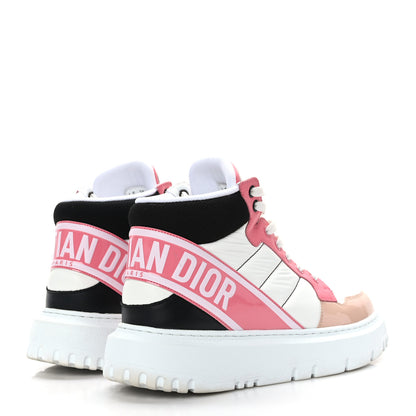 Christian Dior Nylon Calfskin Womens D-Player High Top Sneakers 38 Pink 4 of 8