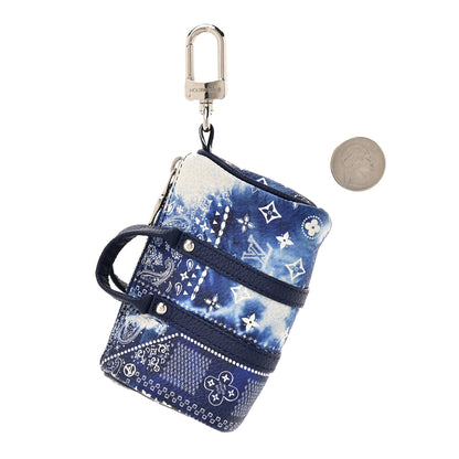 Louis Vuitton Monogram Bandana Mini Keepall Bag Charm Key Holder Blue 2 of 9