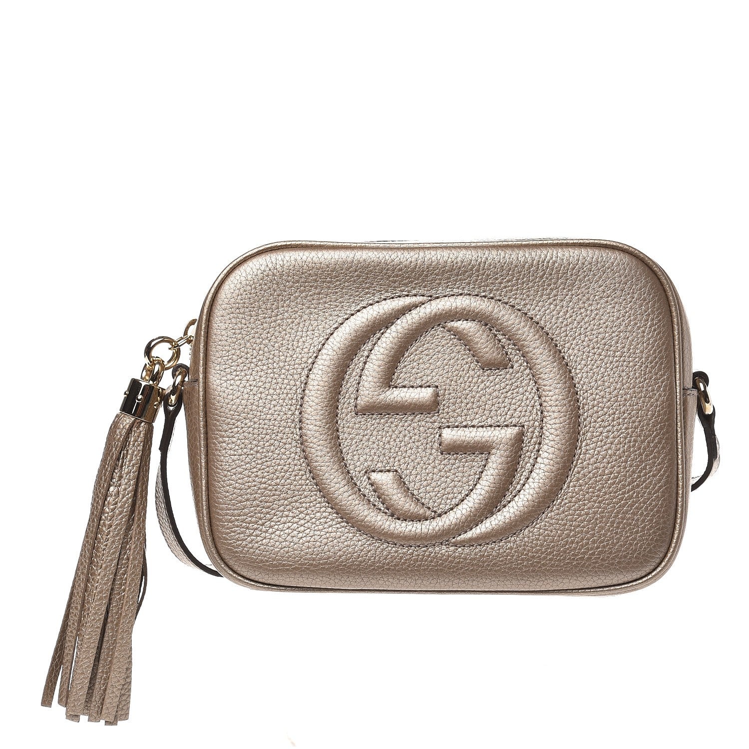 Gucci Metallic Pebbled Calfskin Small Soho Disco Bag Golden Beige 1 of 7
