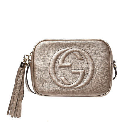 Gucci Metallic Pebbled Calfskin Small Soho Disco Bag Golden Beige 1 of 7