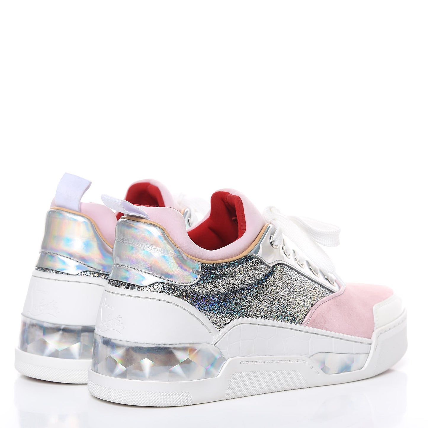 Metallic Calfskin Womens Aurelien Flat Sneakers Silver 36 Pink