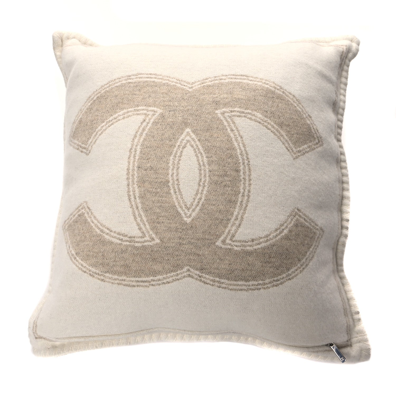 Chanel Merino Wool Cashmere CC Pillow Beige Off White 2 of 3