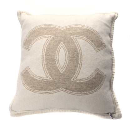 Chanel Merino Wool Cashmere CC Pillow Beige Off White 2 of 3