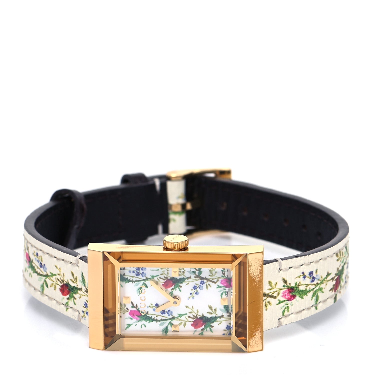 Gucci Stainless Steel Calfskin Mother of Pearl 21mm G-Frame Floral Quartz Watch 2 of 5