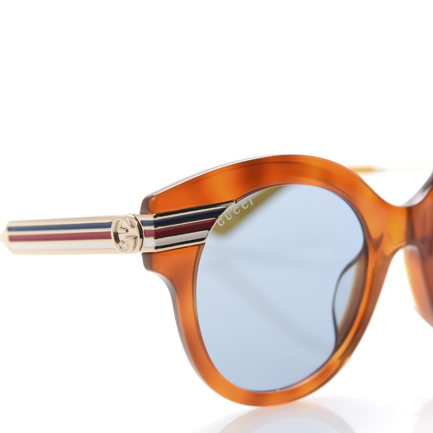 Acetate Round Frame Web Sunglasses GG0282SA Tortoise