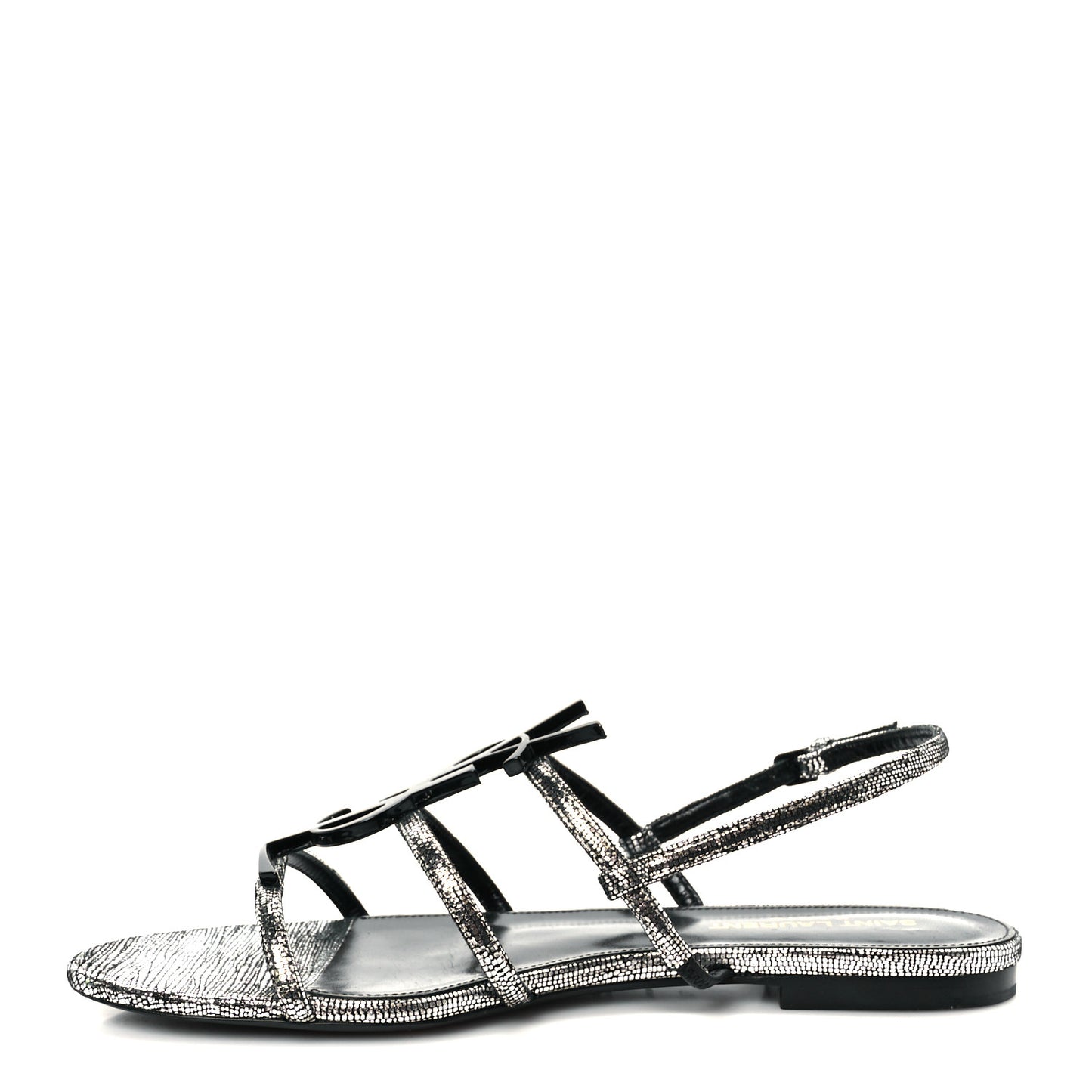 Calfskin Cassandra Monogram Sandals 37.5 Argento