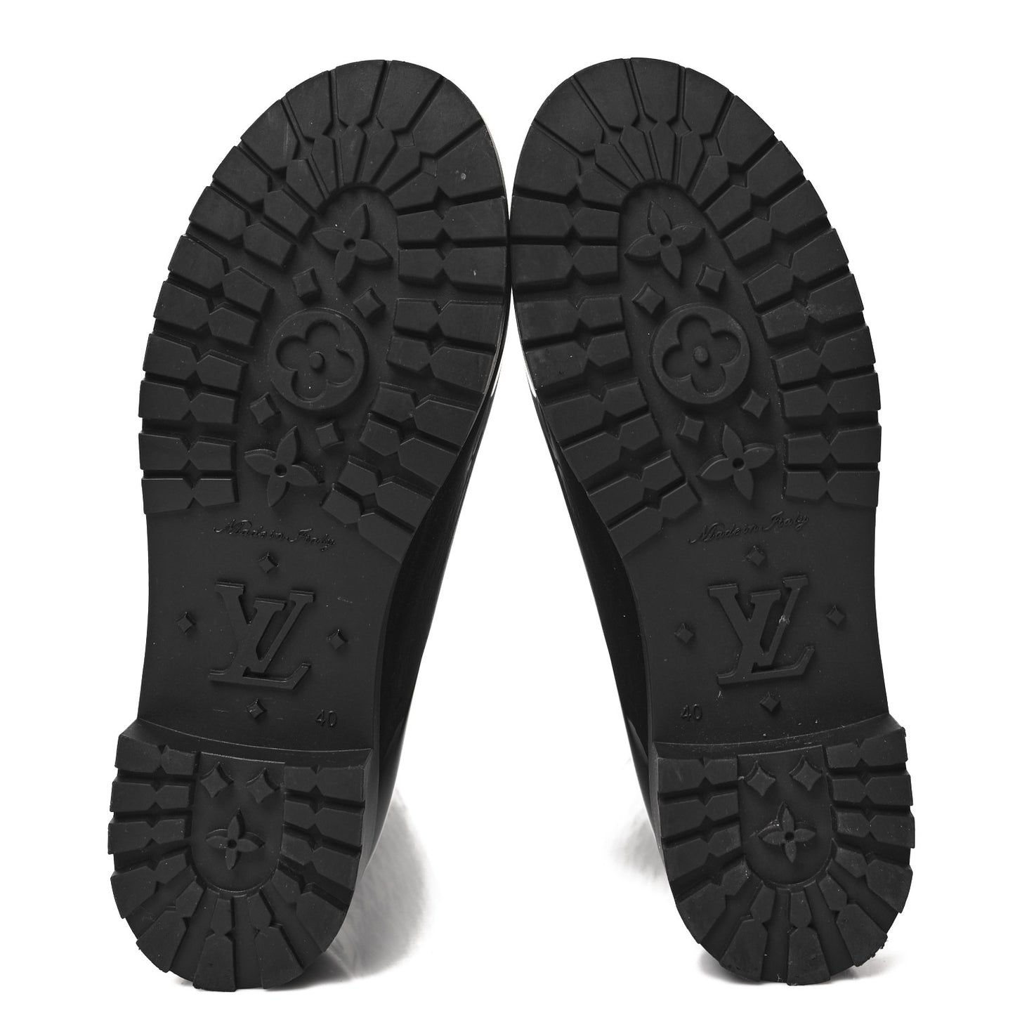 Rubber Embossed Monogram Splash Rain Boots 40 Black