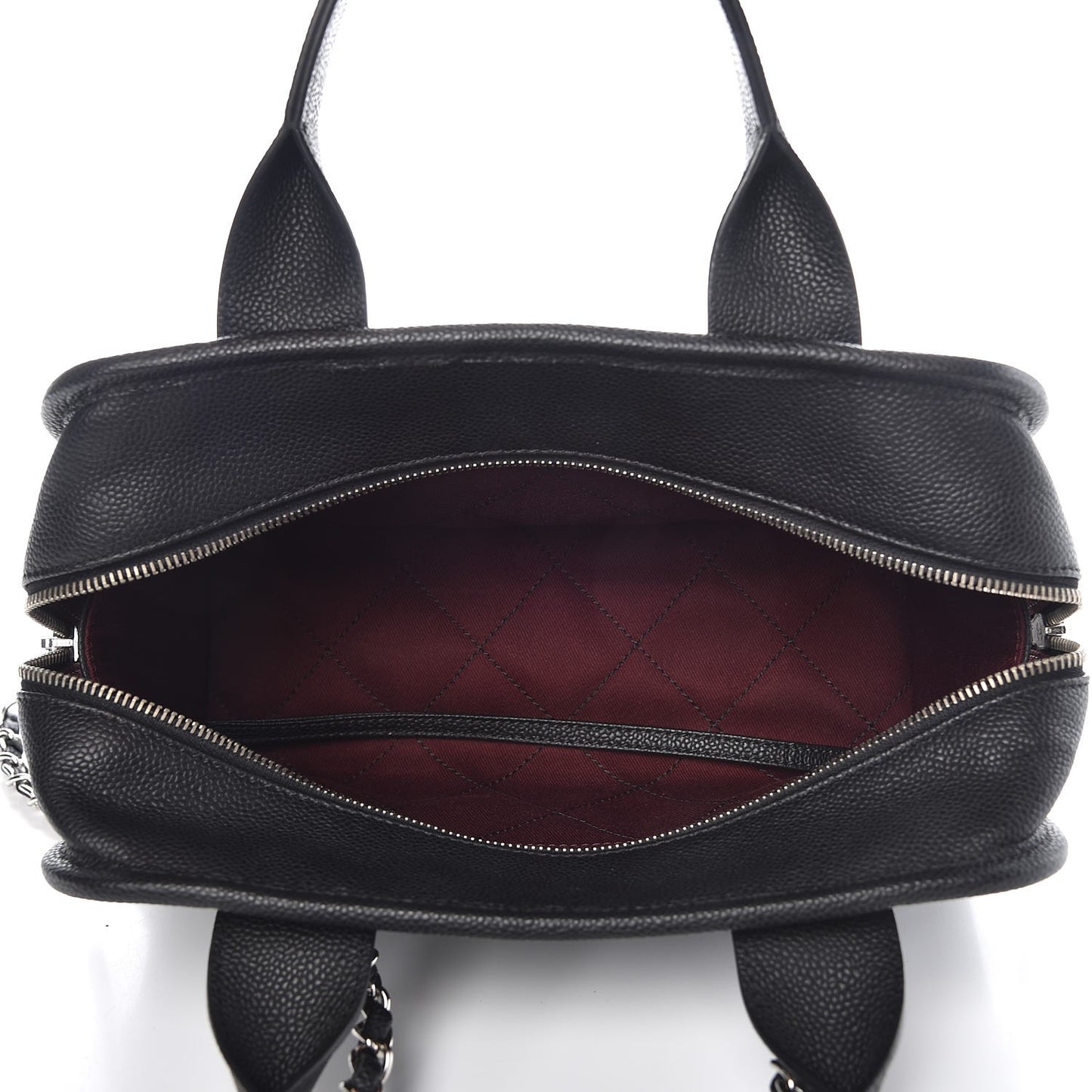 Caviar Quilted Small Deauville Bowling Bag Black