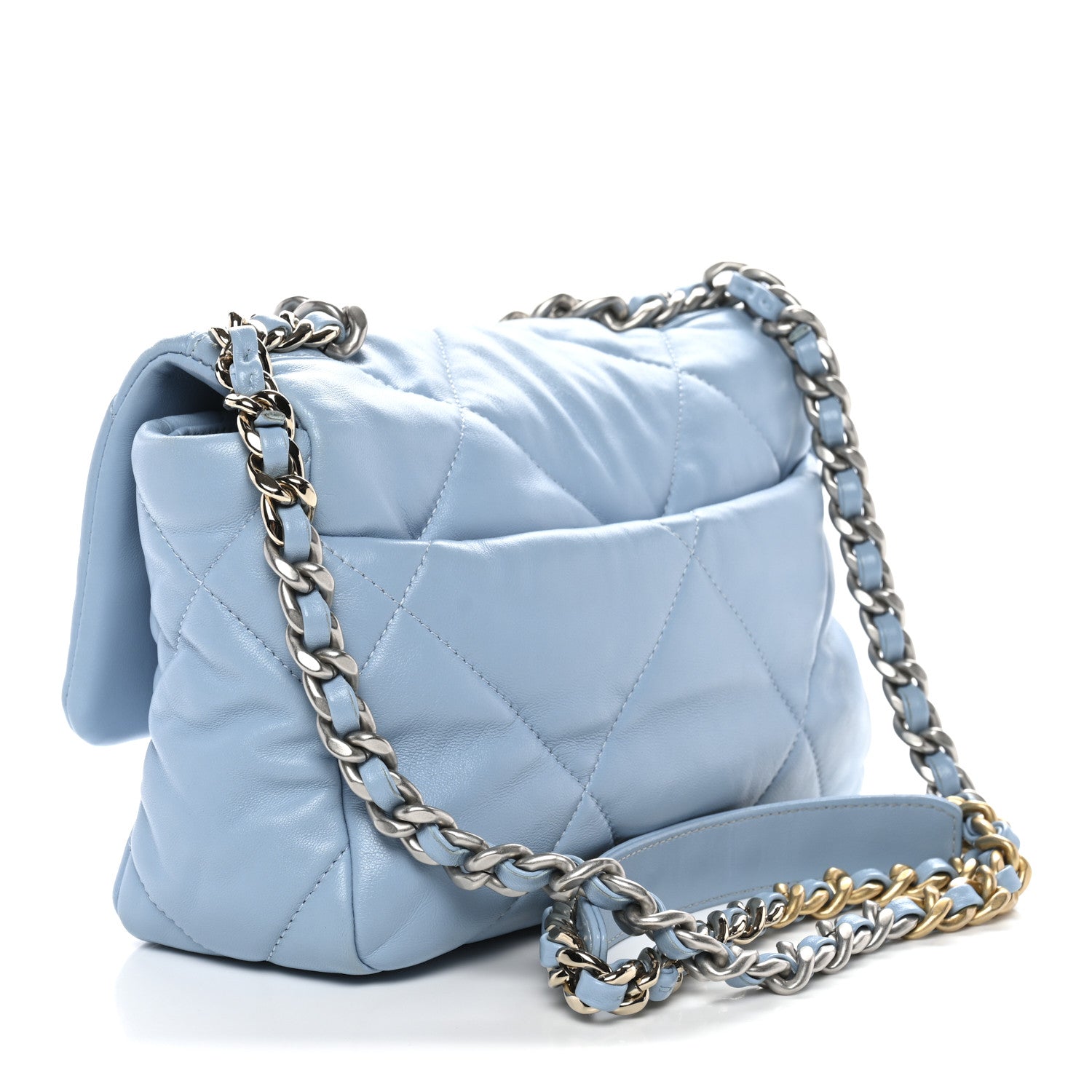 Chanel Lambskin Quilted Medium Chanel 19 Flap Light Blue 3 of 12