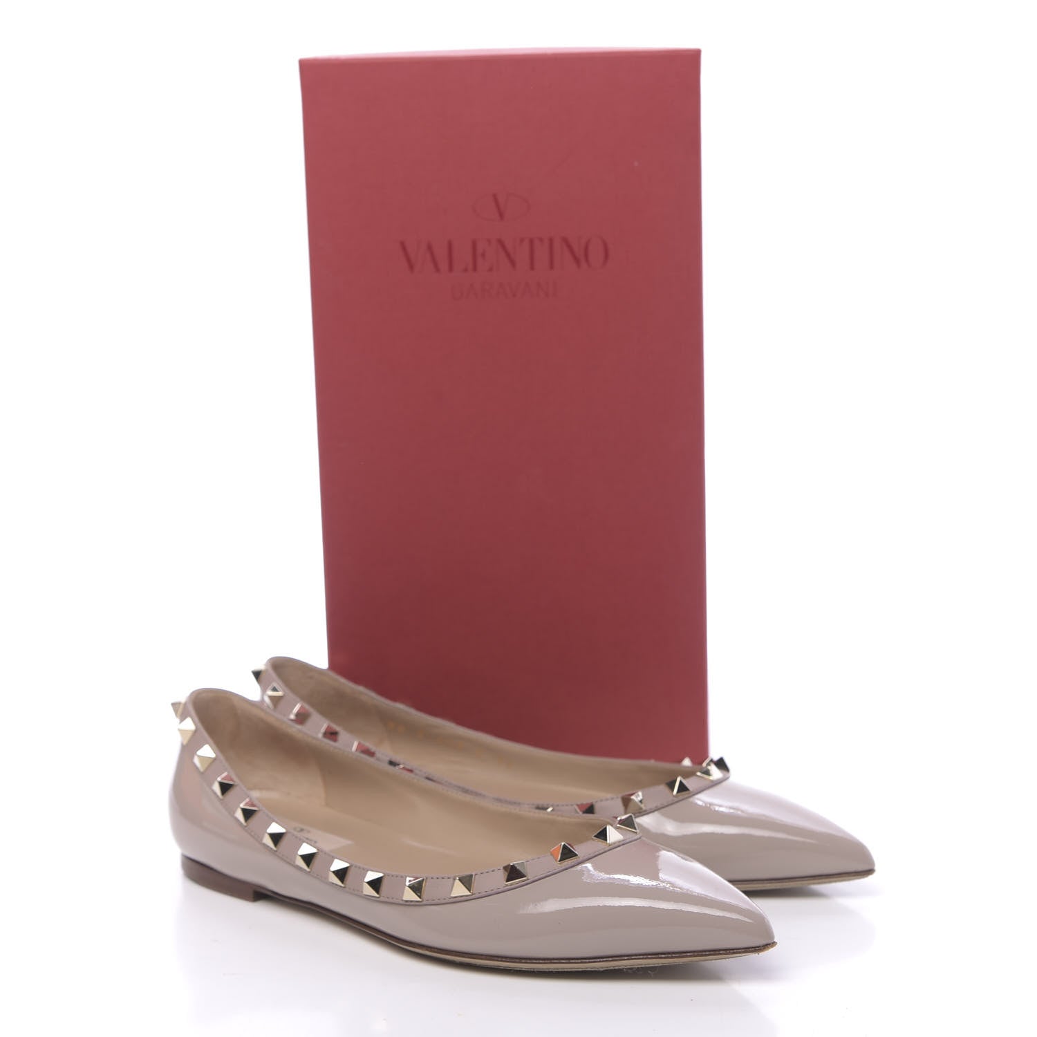 Valentino Garavani Patent Rockstud Ballerina Flats 37 Poudre 12 of 12