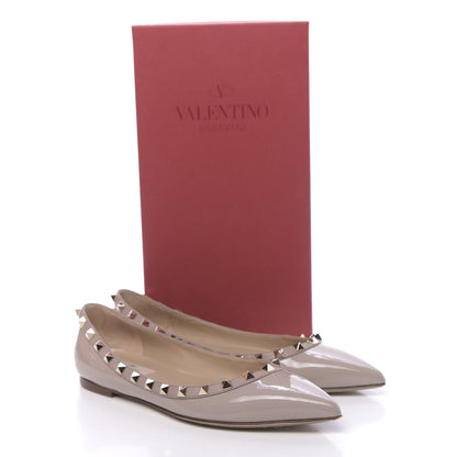 Valentino Garavani Patent Rockstud Ballerina Flats 37 Poudre 12 of 12
