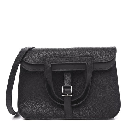 Hermes Taurillon Clemence Halzan 25 Black 1 of 12