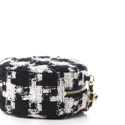 Chanel Tweed Round Clutch With Chain Black White 7 of 10