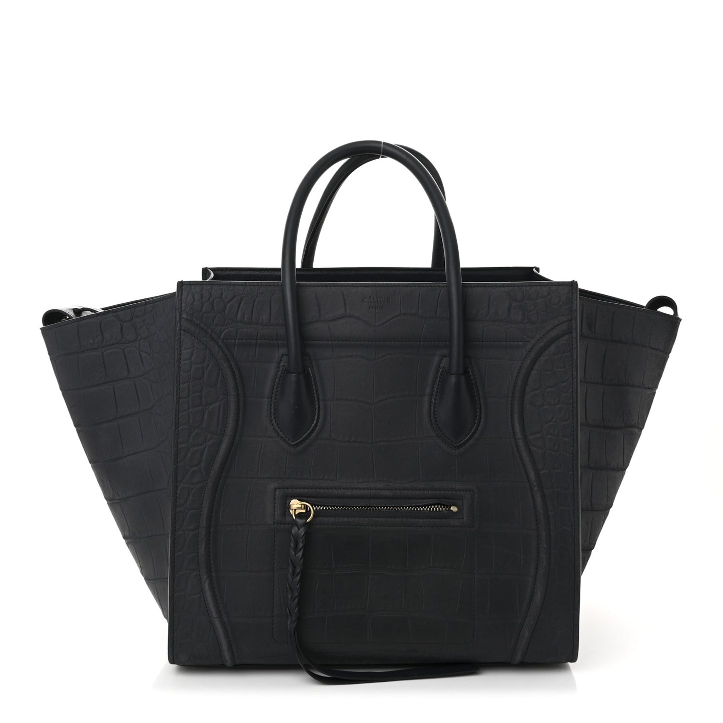 Crocodile Embossed Nubuck Medium Phantom Luggage Navy Blue