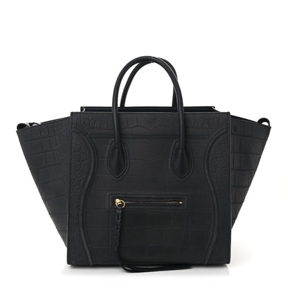 Celine Crocodile Embossed Nubuck Medium Phantom Luggage Navy Blue 1 of 12