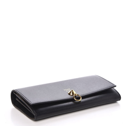 Fendi Vitello Liberty Century Lucido By The Way Continental Wallet On Chain Black 4 of 9