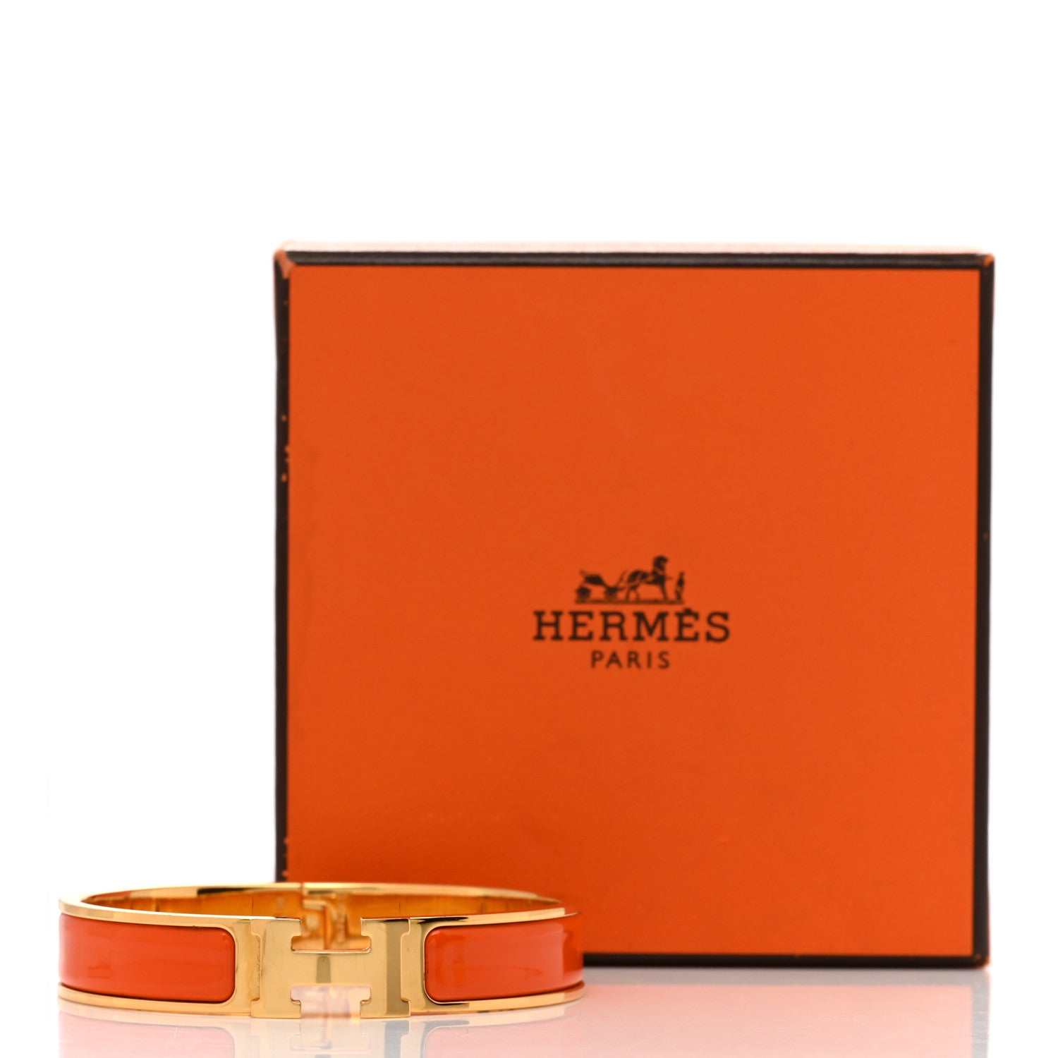 Hermes Enamel Narrow Clic Clac H Bracelet PM Orange 6 of 6