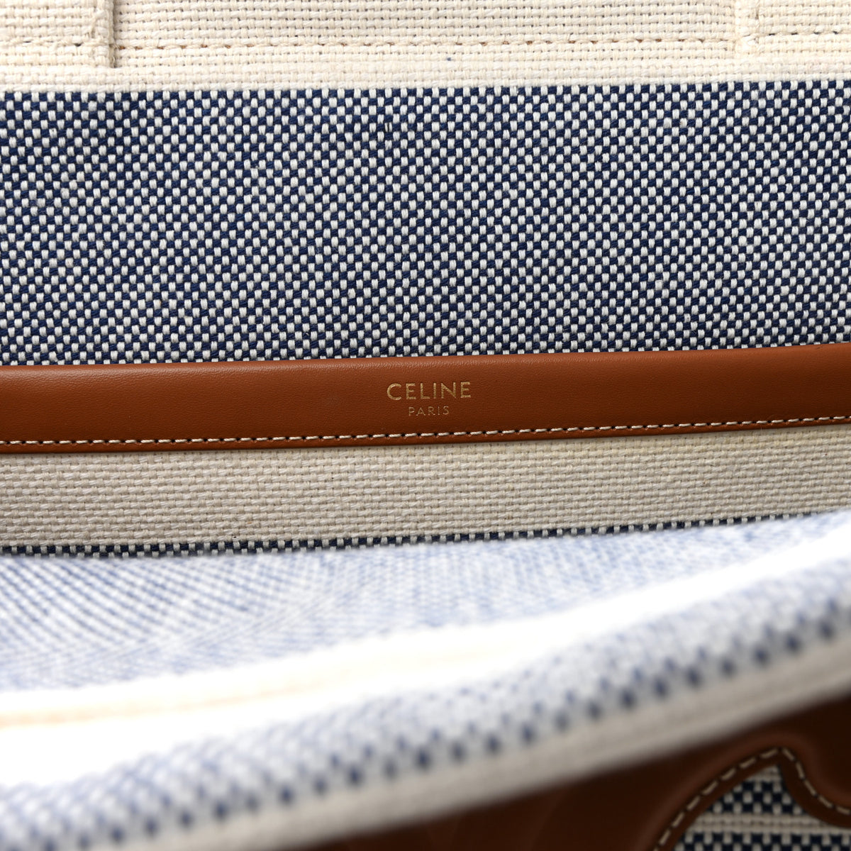 Canvas Calfskin Striped Triomphe Large Cabas Red White Blue