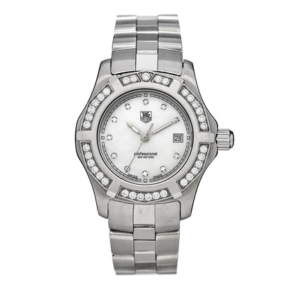 Tag Heuer Stainless Steel Diamond Bezel Mother of Pearl 27mm Professional 2000 Quartz Watch WN131J 1 of 4