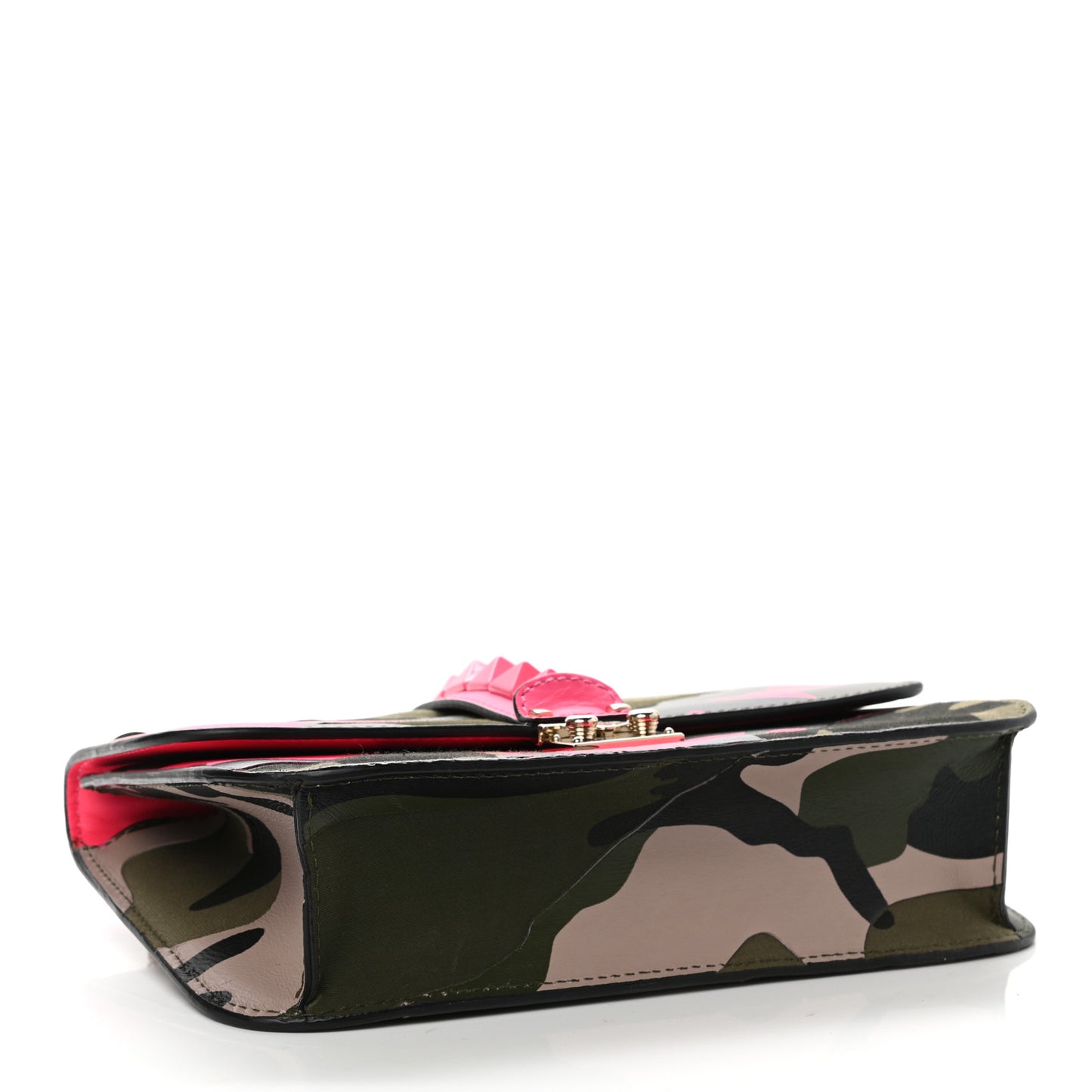 Nappa Canvas Camouflage Medium Glam Lock Rockstud Flap Fuxia Fluo