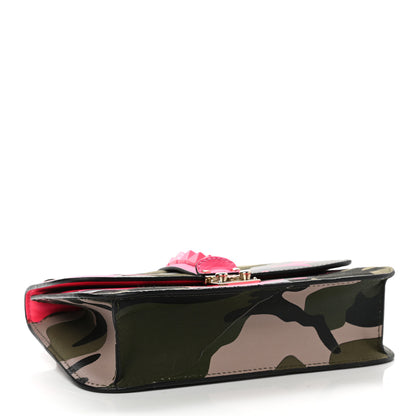 Valentino Garavani Nappa Canvas Camouflage Medium Glam Lock Rockstud Flap Fuxia Fluo 4 of 13