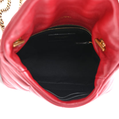 Saint Laurent Lambskin Quilted Toy Loulou Puffer Monogram Chain Satchel Red 5 of 13