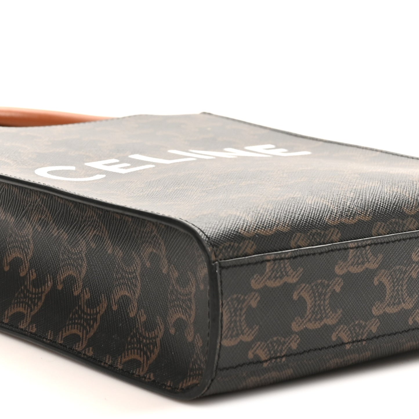 Triomphe Canvas Calfskin Mini Vertical Cabas Tan
