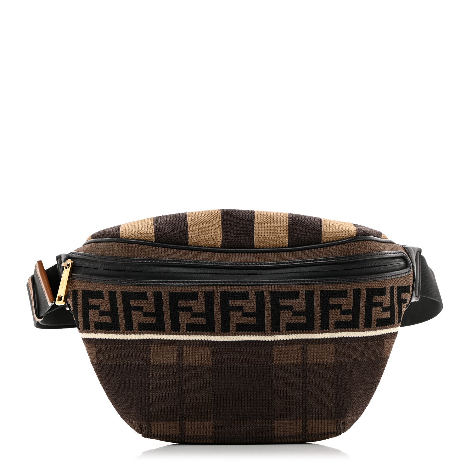 Fendi Vitello Century Maglia Pattern Mix Belt Bag Havana 1 of 11
