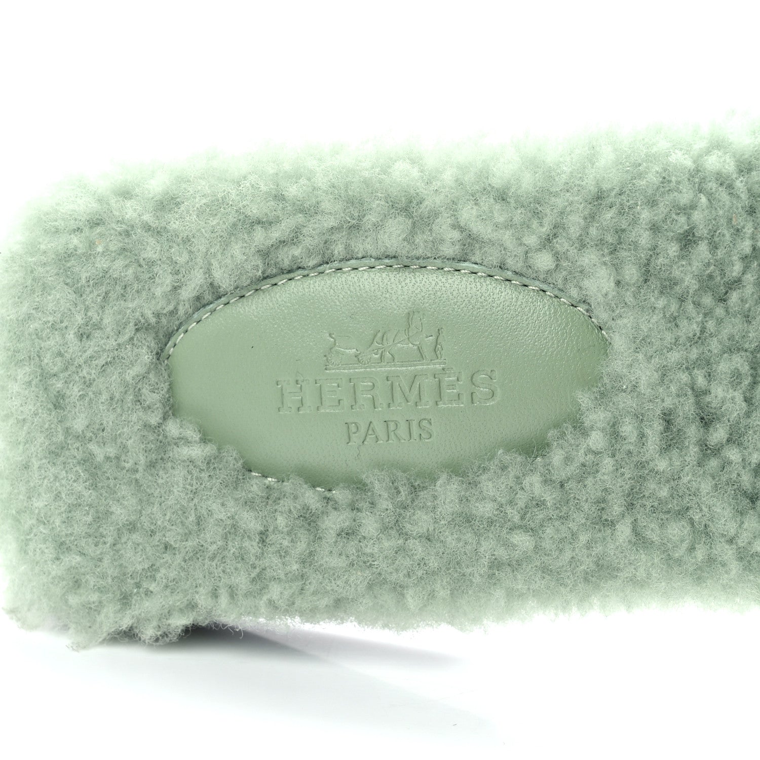 Hermes Woolskin Oran Sandals 37 Vert D'Eau 7 of 8