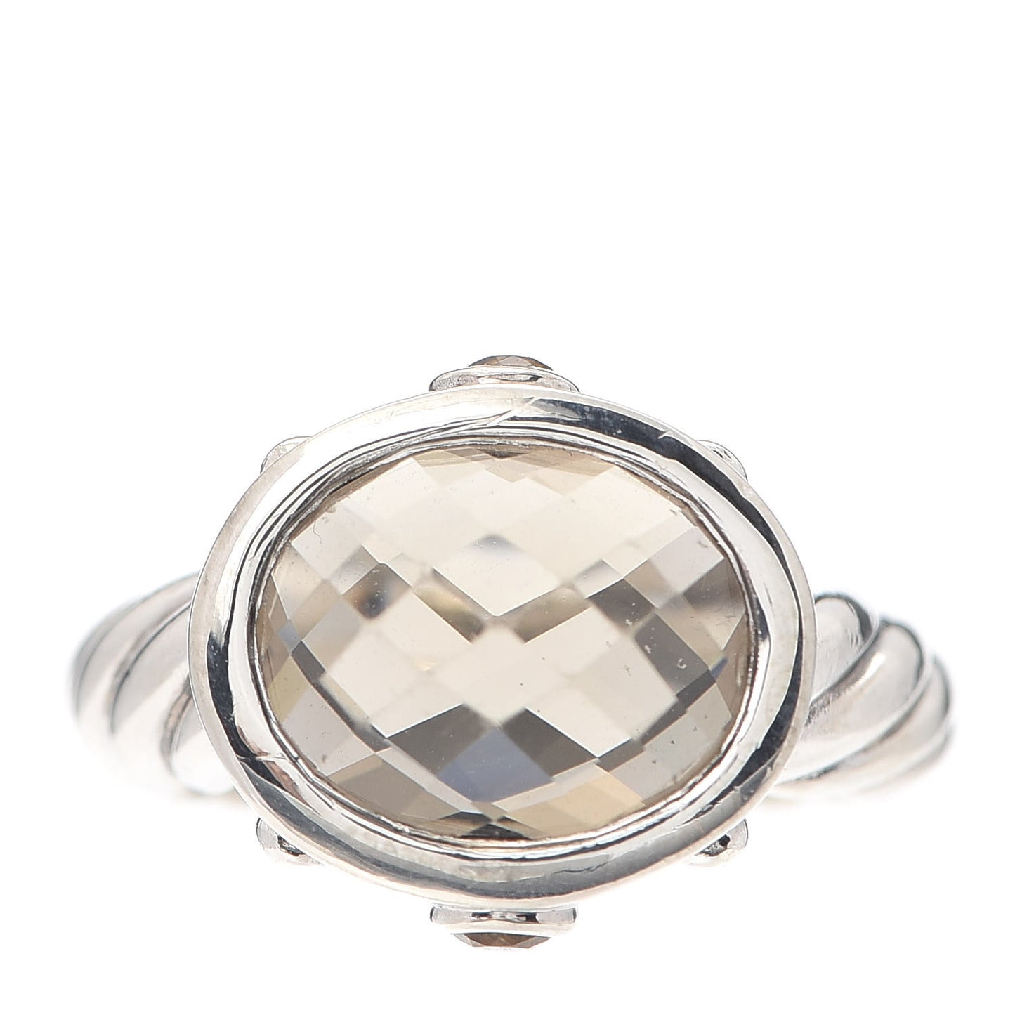Sterling Silver Smoky Quartz Citrine 11mm Renaissance Ring 49 4.75