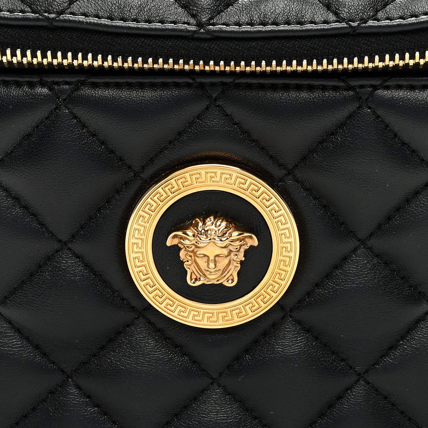 Nappa Quilted Medusa Belt Bag Black