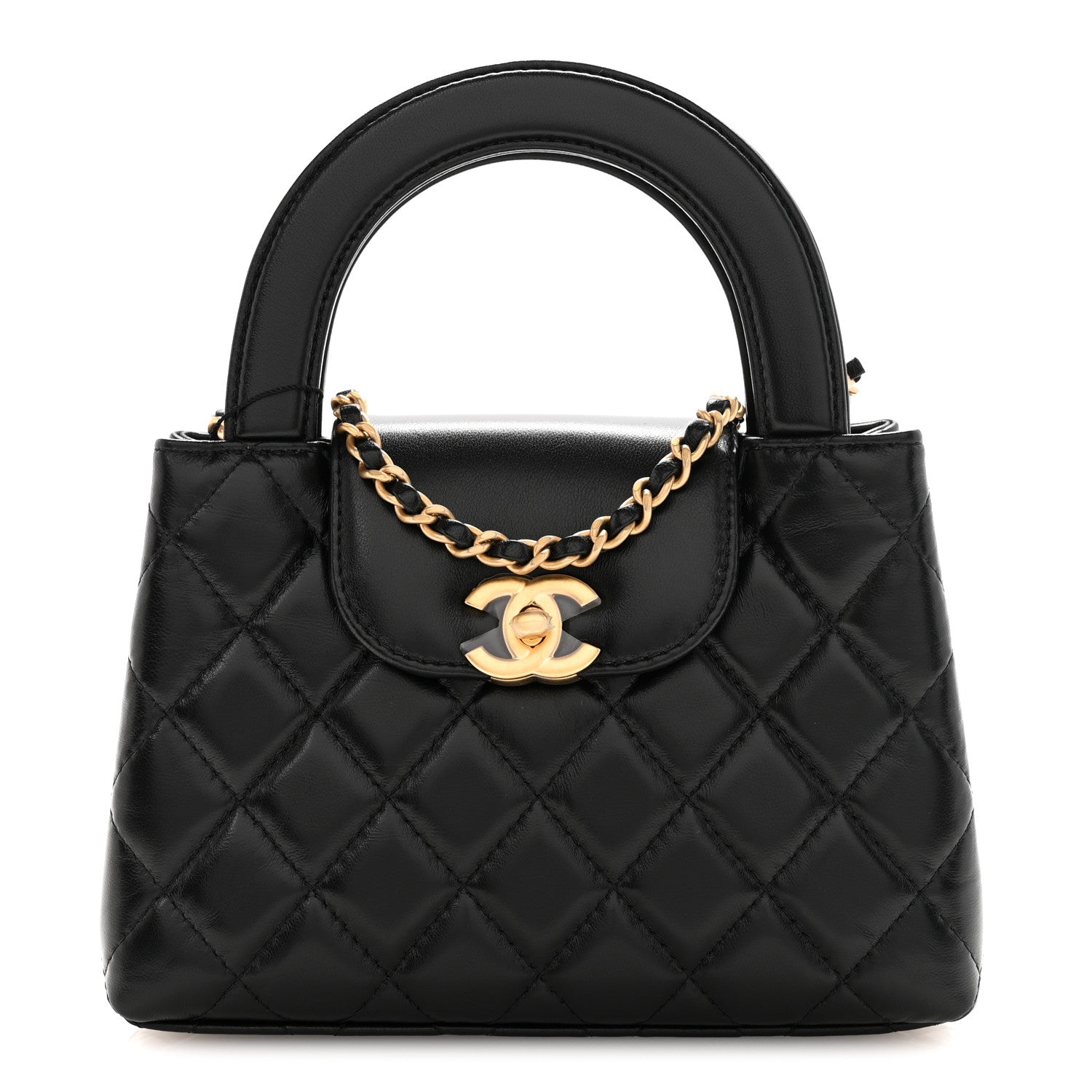 Chanel Shiny Aged Calfskin Quilted Nano Kelly Shopper Black 1 of 11