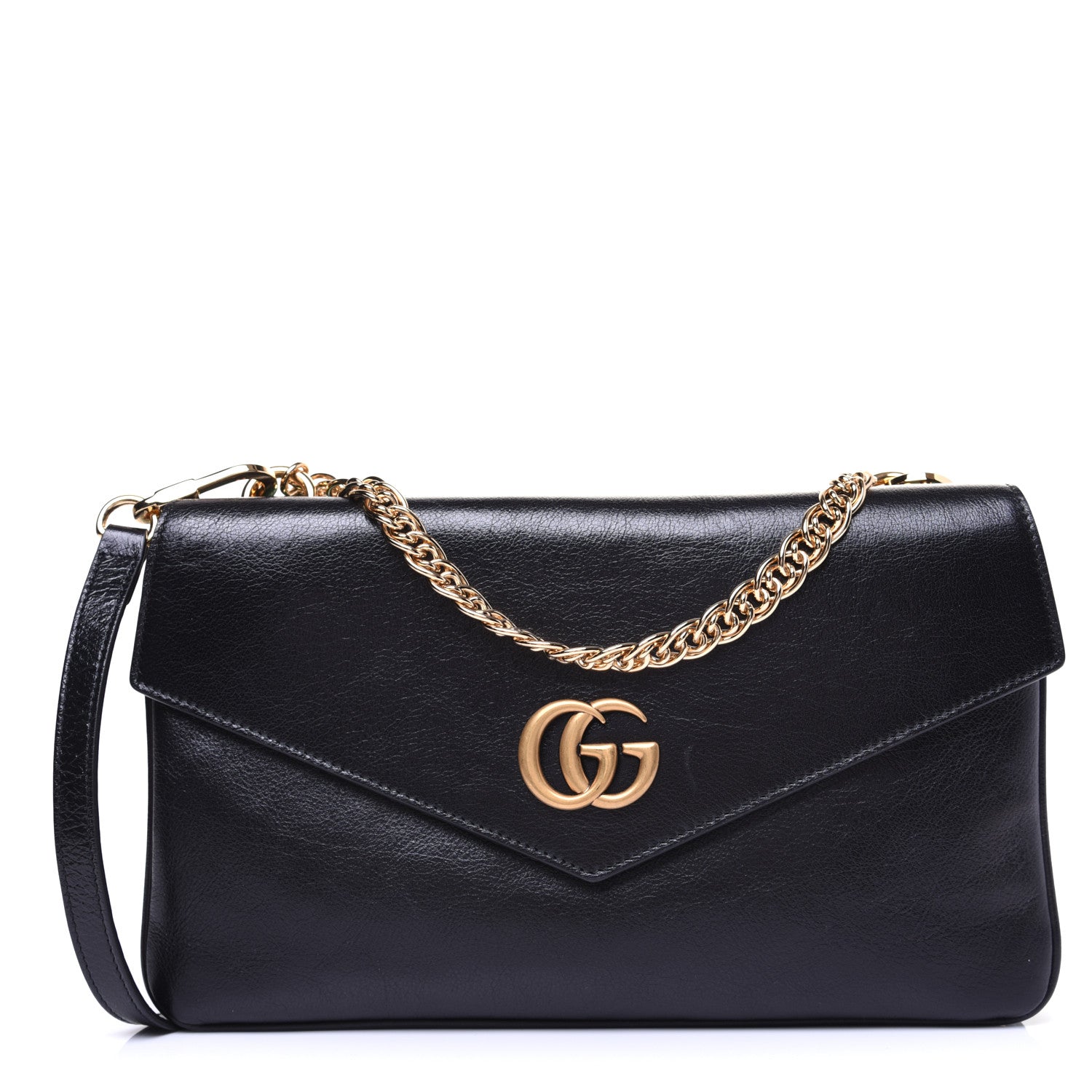 Gucci Calfskin Diagonal GG Medium Thiara Double Envelope Shoulder Bag Emerald Green Black 1 of 18