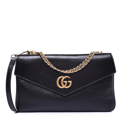 Gucci Calfskin Diagonal GG Medium Thiara Double Envelope Shoulder Bag Emerald Green Black 1 of 18